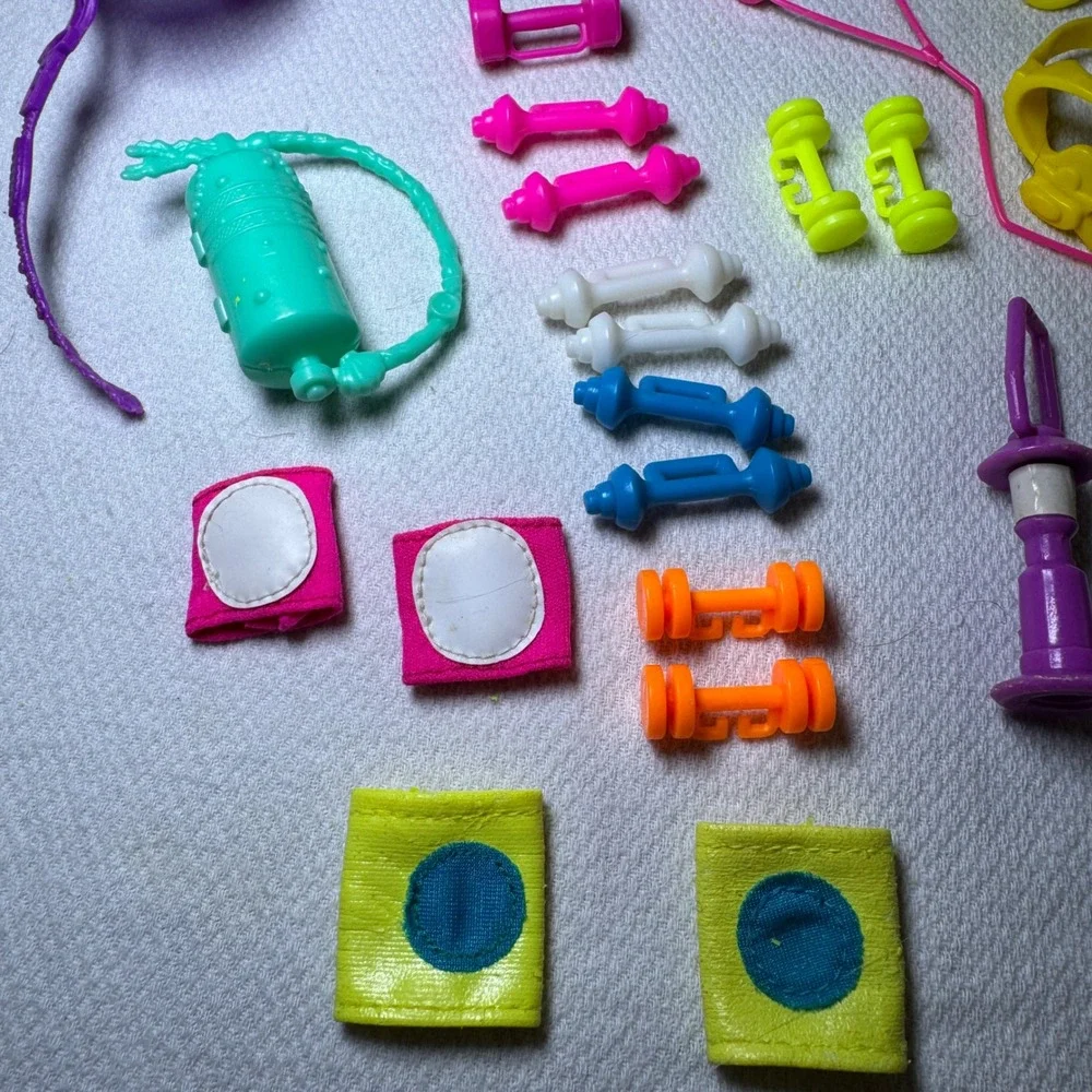 Vintage Doll‎ Sports Fitness Accessory Lot Neon Tennis Weights Scuba Visors 90s